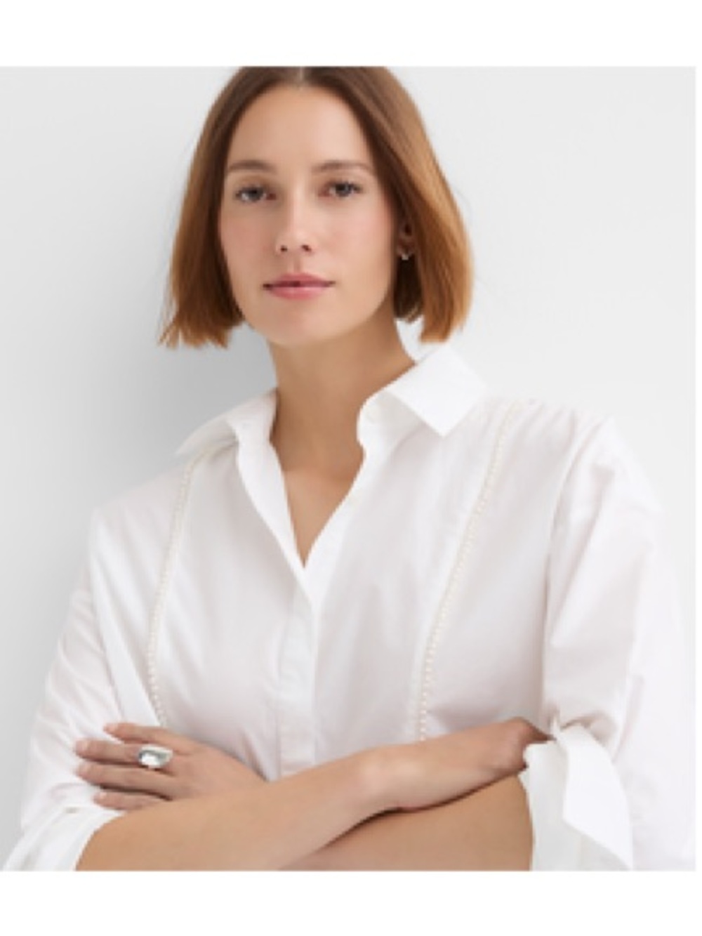 LOFT Pearlized Bib Tuxedo Shirt - Picture 2 of 10